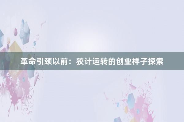 革命引颈以前：狡计运转的创业样子探索